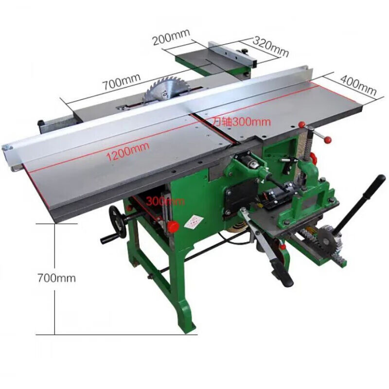 多功能木工刨床电刨平压刨一体机方孔钻台三合一电刨电动木工台锯