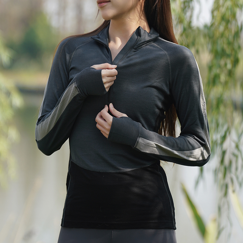 高品质美利奴羊毛速干半拉链