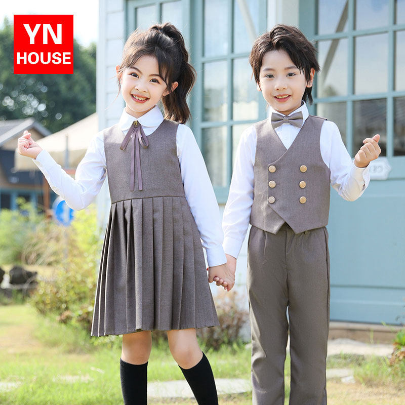 儿童演出服中小学生校服秋装套装英伦风马甲班服合唱团男女童套装