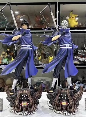 火影忍者手办宇智波斑带土双头雕乌鸦鼬佐助雕像动漫模型摆件周边