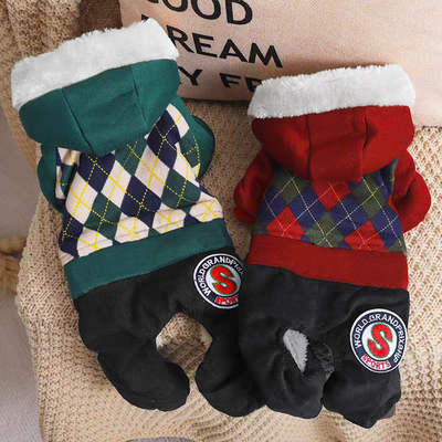 狗狗衣服秋冬装泰迪幼犬四脚衣英伦风圣诞风中小型犬