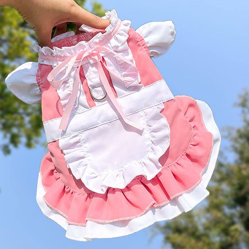 亲子女仆装宠物狗狗猫咪裙子胸背可挂牵引遛狗用品春夏泰迪比熊法