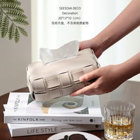 Xisuo Hua simple woven tissue box, desktop tissue box, high-end, light luxury and sophisticated napkin box for home living room thumbnail 5