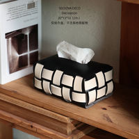 Xisuo Hua simple woven tissue box, desktop tissue box, high-end, light luxury and sophisticated napkin box for home living room thumbnail 2