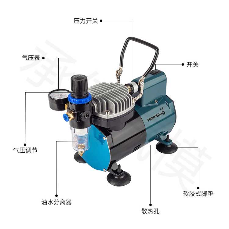 9P1E墙绘丙烯彩绘喷枪气泵套装小型空压机模型喷笔喷漆家具上色修
