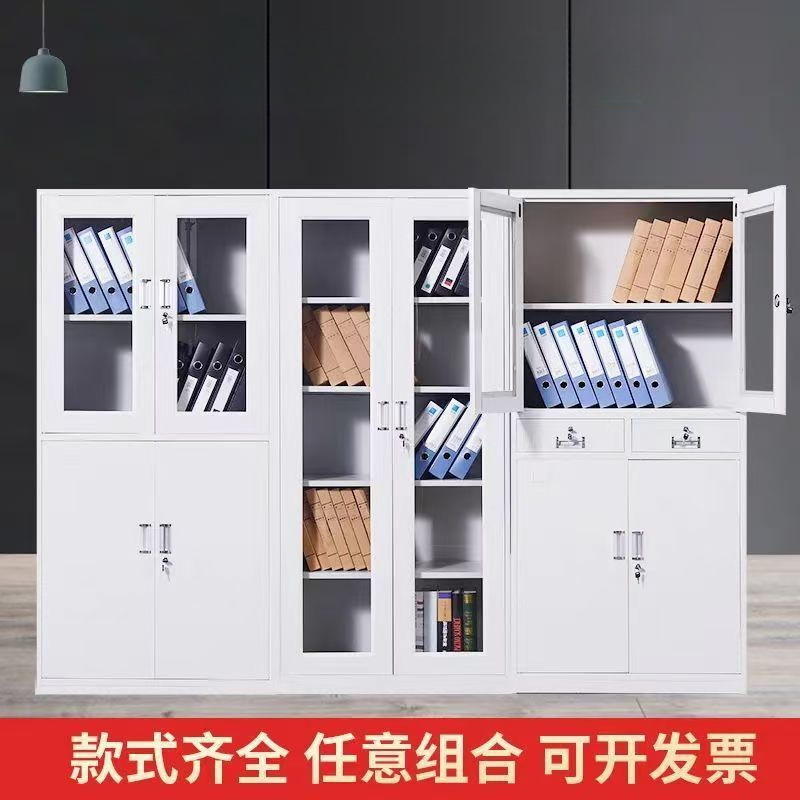 钢制办公室铁皮文件柜财务凭证柜带锁资料柜多层铁皮柜三开门