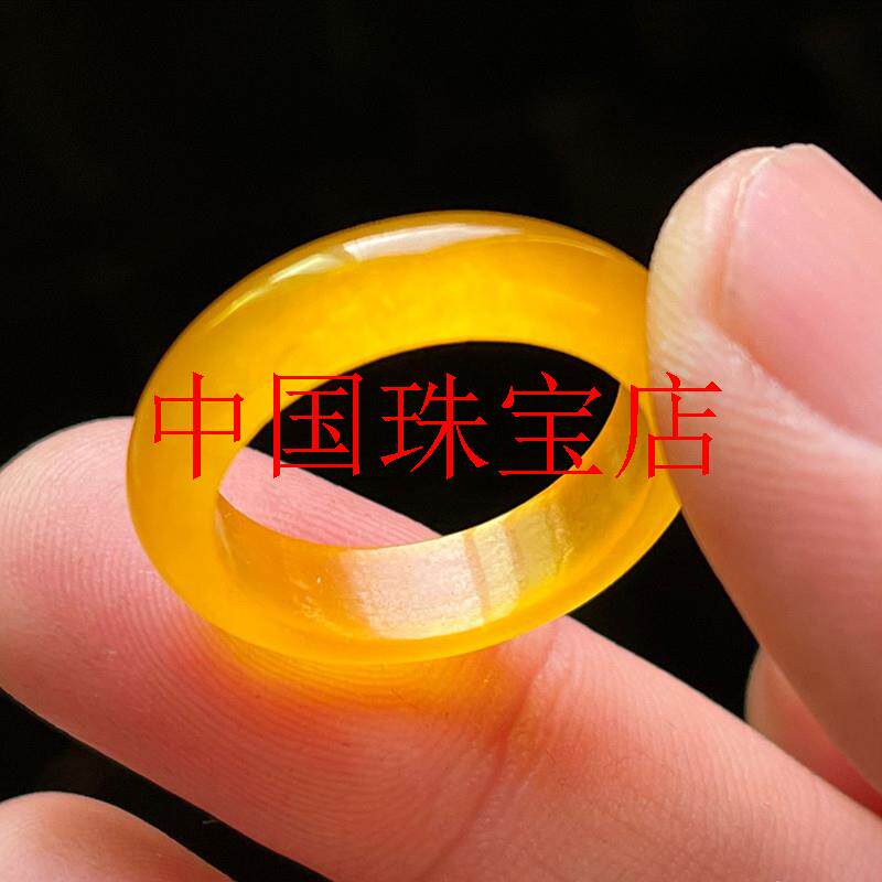 冰种黄翡戒指满色鸡油黄玉石戒圈