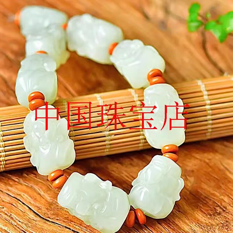和田玉十八罗汉手串男士羊脂白玉手链玉石双面佛头手持串把玩老料