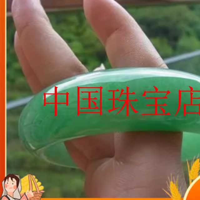 翡翠色玉手镯高冰糯种祖母绿满色玉镯子高级感气质满阳绿女款玉镯