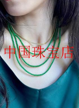 明星同款翡翠色小米珠锁骨链帝王绿毛衣链正阳绿气质小众多圈手链