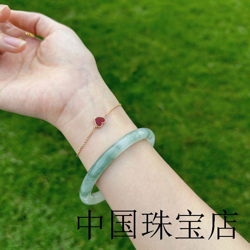 新疆天然天山翠金丝玉手镯冰种飘花细圆条美人叮当媲美翡翠和田玉