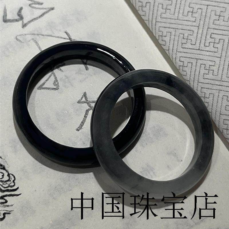 缅甸高端精品翡翠色冰种乌鸡戒圈戒指玉石戒指情侣对戒时尚百搭款