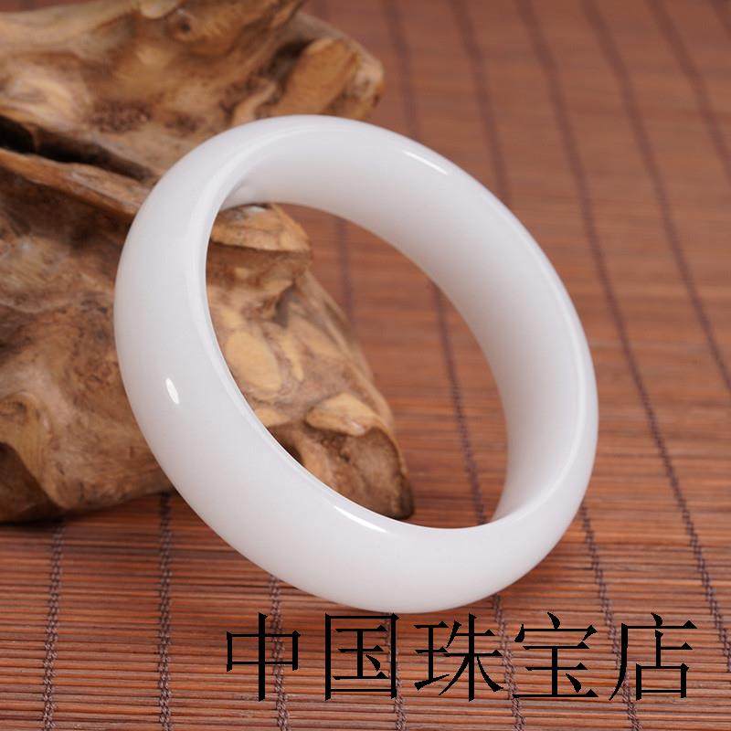 百搭新疆和田白玉色手镯羊脂白玉昆仑宽版玉镯子女款高端旺夫手镯