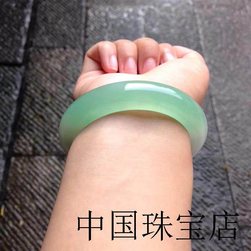 新款男女大圈口翡翠手镯糯冰种童镯叮当镯紫罗兰半山半水手饰证书