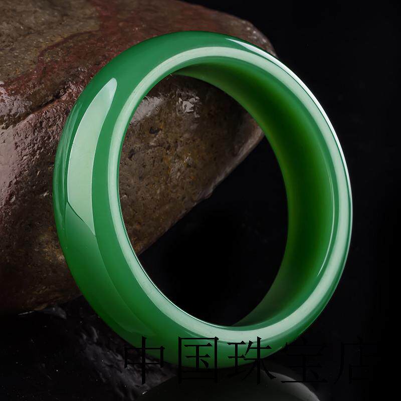 高端新疆和田玉碧玉手镯菠菜绿俄料玉镯子玉石珠宝新疆大小圈口镯