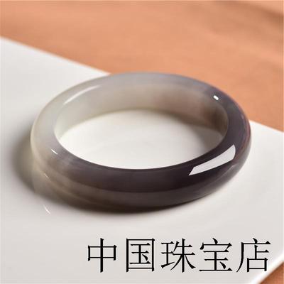 烟紫色半山半水玉石手镯紫白双色