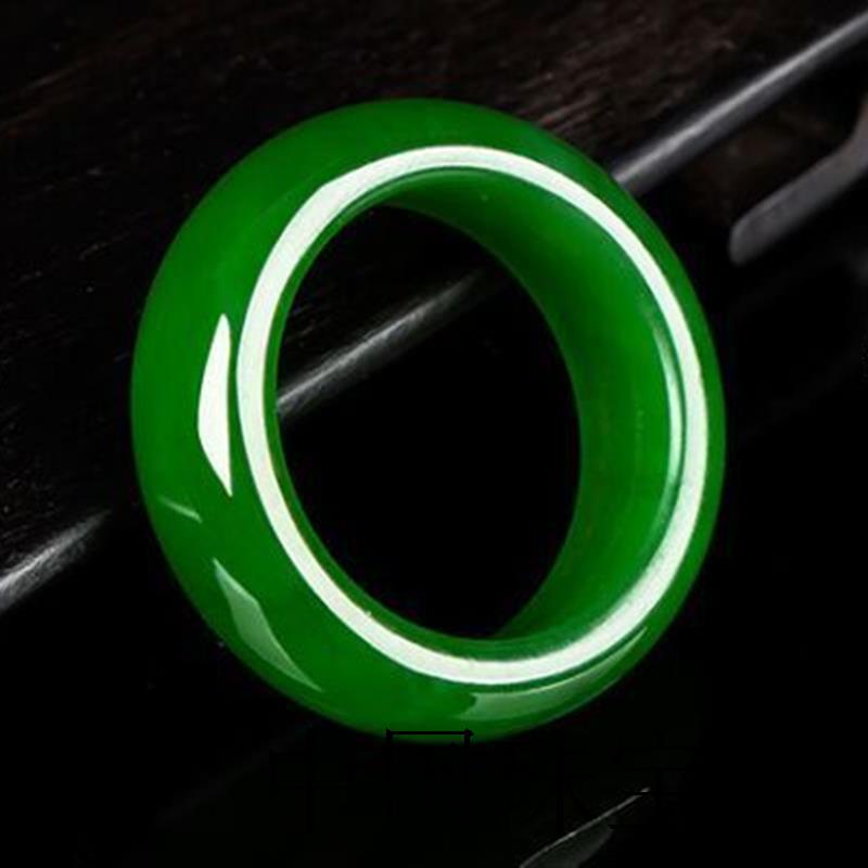 新疆和田玉色碧玉戒指玉指环男女款玉石指环碧玉扳指菠菜绿碧玉