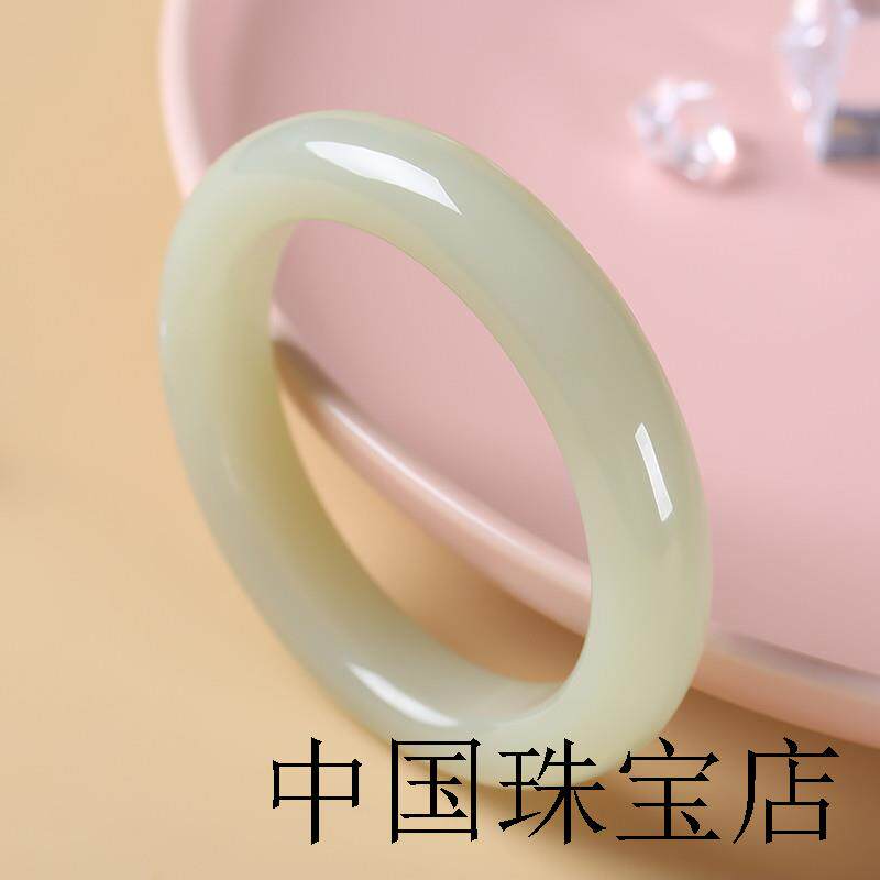 新疆和田玉手镯天然羊脂玉小细圆条女款白玉镯青海俄料玉镯子证书