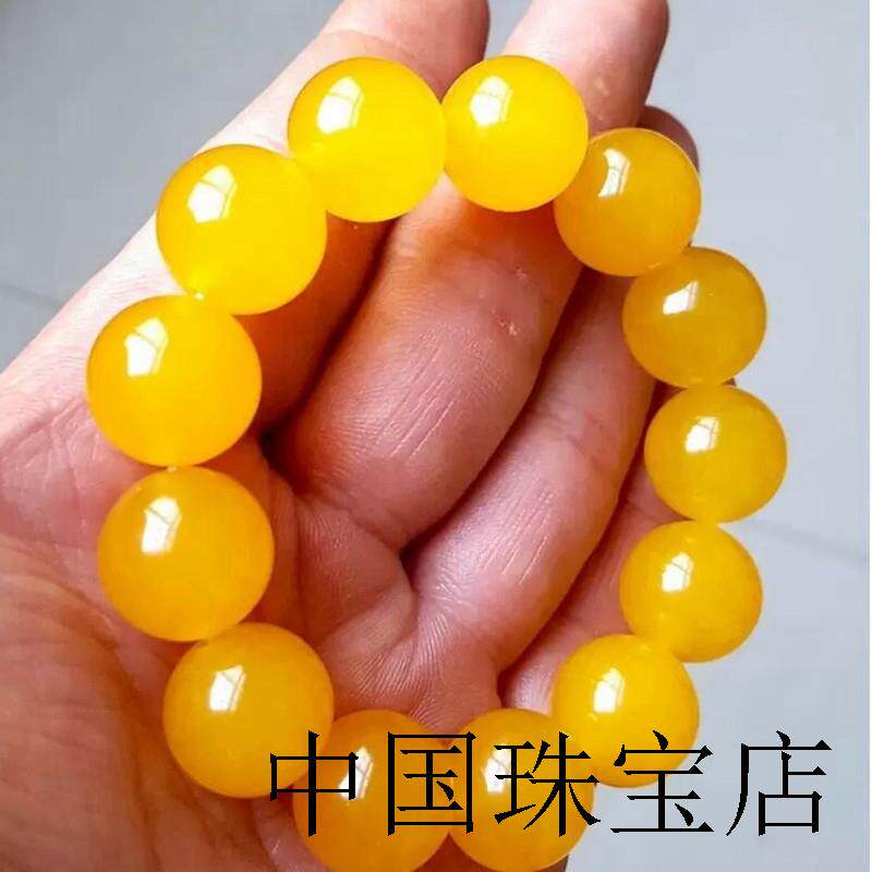 新疆和田玉色手串金丝玉手串男女款大珠子玉手链黄龙玉手链百搭款