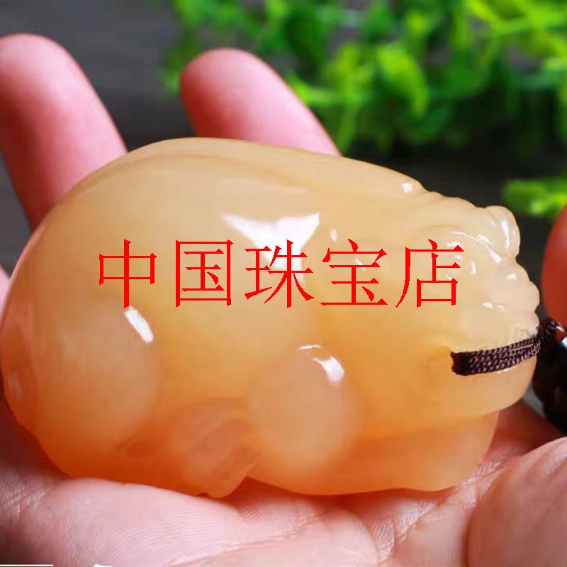 田黄石金冻石招财貔貅手把件文玩瑞兽古兽玉石手把件饰品男款送礼
