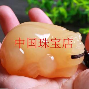 田黄石金冻石招财貔貅手把件文玩瑞兽古兽玉石手把件饰品男款送礼