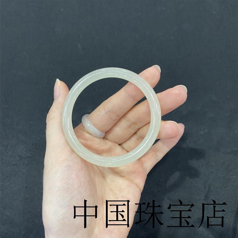 纯天然和田玉手镯新疆小细圆条晴水绿叮当美人镯时尚玉石手饰女款