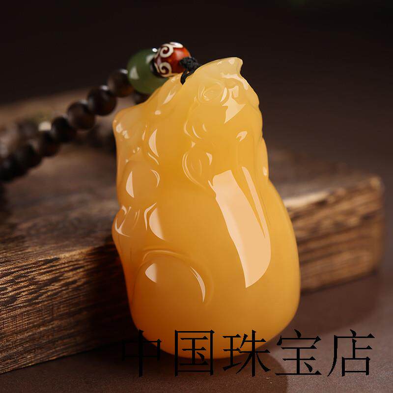 昆仑黄玉貔貅手把件吊坠文玩把玩盘玩手盘手玩古玩皮丘精品款吊坠