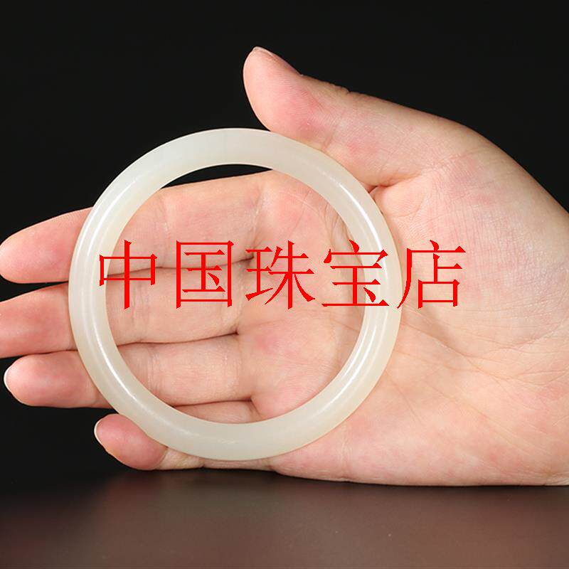 精选新疆和田玉古典羊脂级白玉手镯细圆条叮当美人玉手镯高级女款