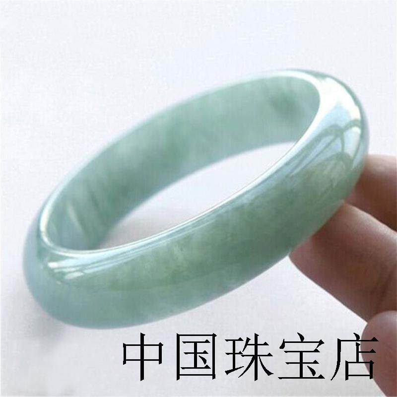 翡翠玉手镯冰糯种缅甸老坑翠玉镯子女款玉器阳绿飘花窄边手饰证书