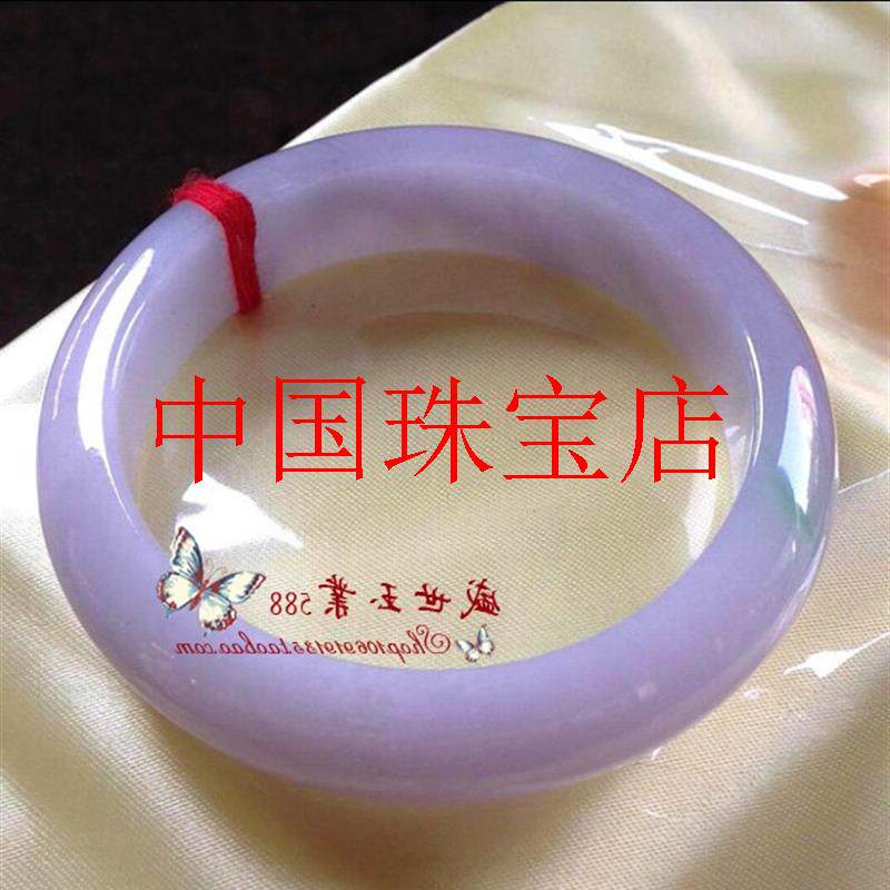精品缅甸翡翠色手镯冰糯种全紫色圆条玉手镯浅紫飘花高级感女镯子