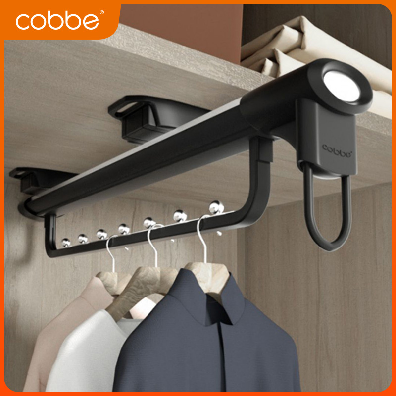 卡贝衣柜内挂衣杆衣橱柜顶装挂衣器浅柜子推抽拉式纵向伸缩挂衣架