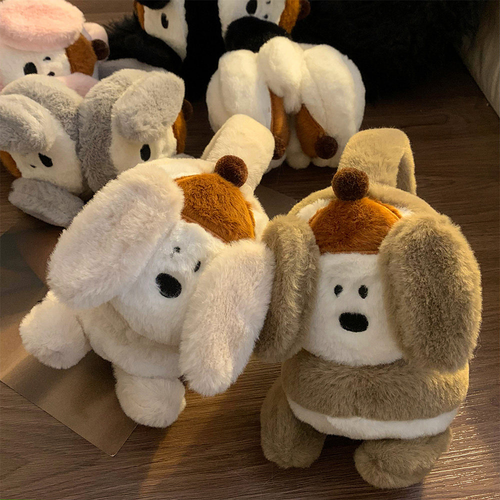 卡通可爱小狗毛绒耳套女冬季