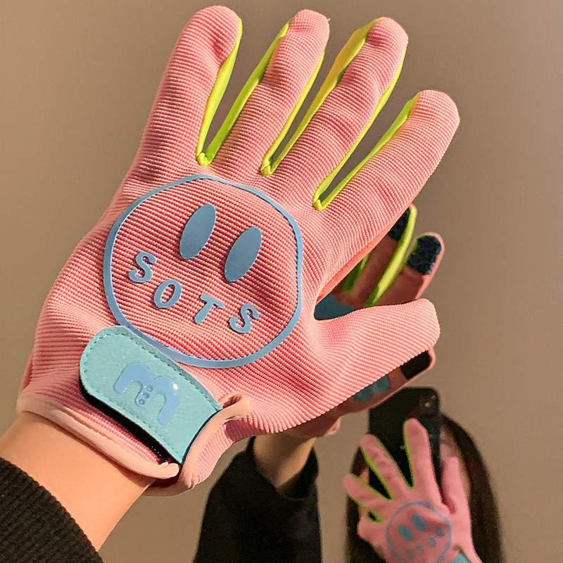 可爱笑脸摩托车骑行手套女款冬季户外机车防风防寒保暖电动车骑车