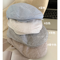日系棉麻貝雷帽女夏季薄款休閑顯臉小百搭文藝風(fēng)帽子前進帽報童帽