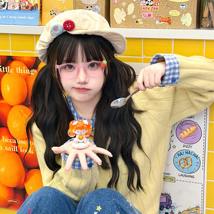 日系复古棉麻八角帽女春夏彩色毛毡纽扣画家帽子不对称云朵贝雷帽