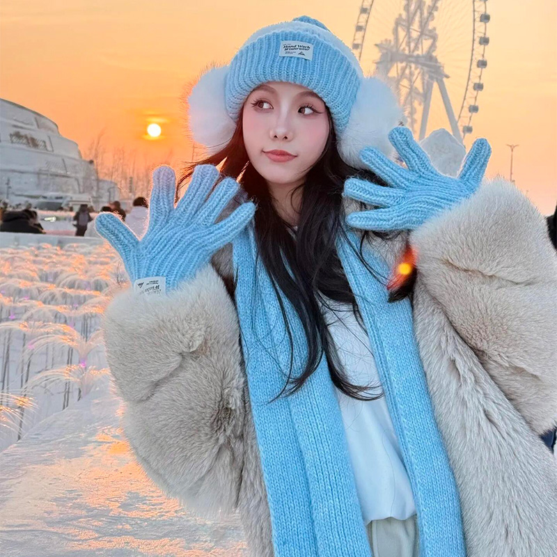 东北哈尔滨旅游软糯针织帽女防寒