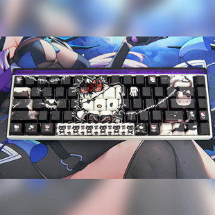 kitty猫键帽送飘带 卡通键帽高品质 黑色Hello kitty侧刻键帽