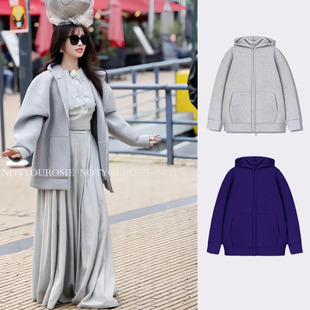 韩国潮牌NEUADULT卫衣虞书欣同款 拉链连帽女纯棉宽松外套男女 开衫