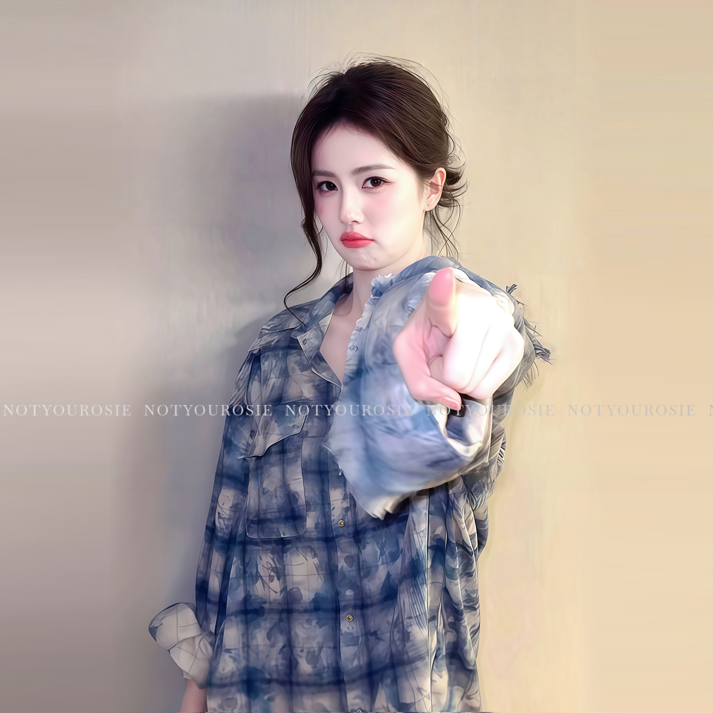 白鹿同款~SOMESOWE外套扎染流苏格纹防晒衬衫女美式宽松衬衣上衣