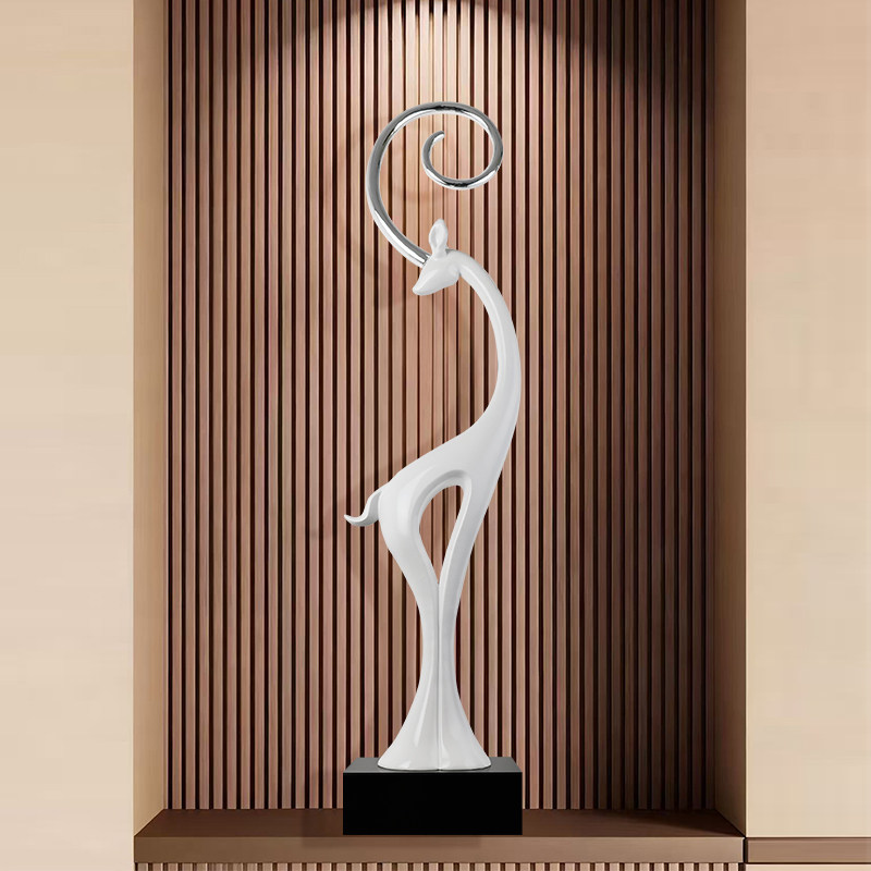 福禄双全现代轻奢鹿摆件客厅电视柜装饰玄关壁龛竖高乔迁新居礼物