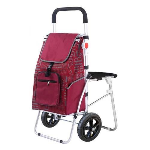 xyt充气轮买菜车小拉车推车折叠便携购物车野外防震有凳可坐手拉