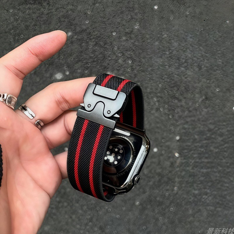 双线条纹弹力降落伞适用苹果手表表带ApplewatchS10987654Ultra12
