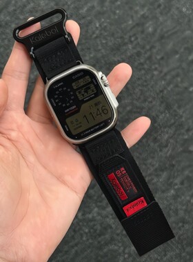 户外帆布尼龙魔术贴适用苹果表带AppleWatchS11SEiwatchS109Ultra