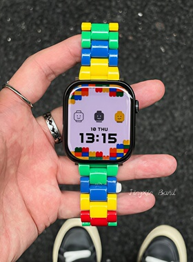 乐高三株拼色表带适用于iwatchS11苹果手表applewatch1098ultraSE