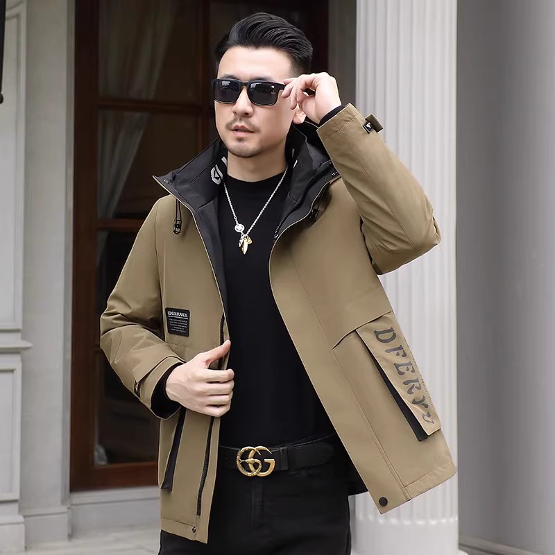 男款派克服冬季外套獭兔内胆皮毛一体真毛可拆卸狐狸毛领休闲加厚