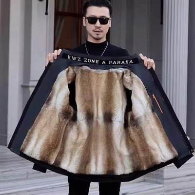 男款派克服冬季保暖貂毛皮草户外
