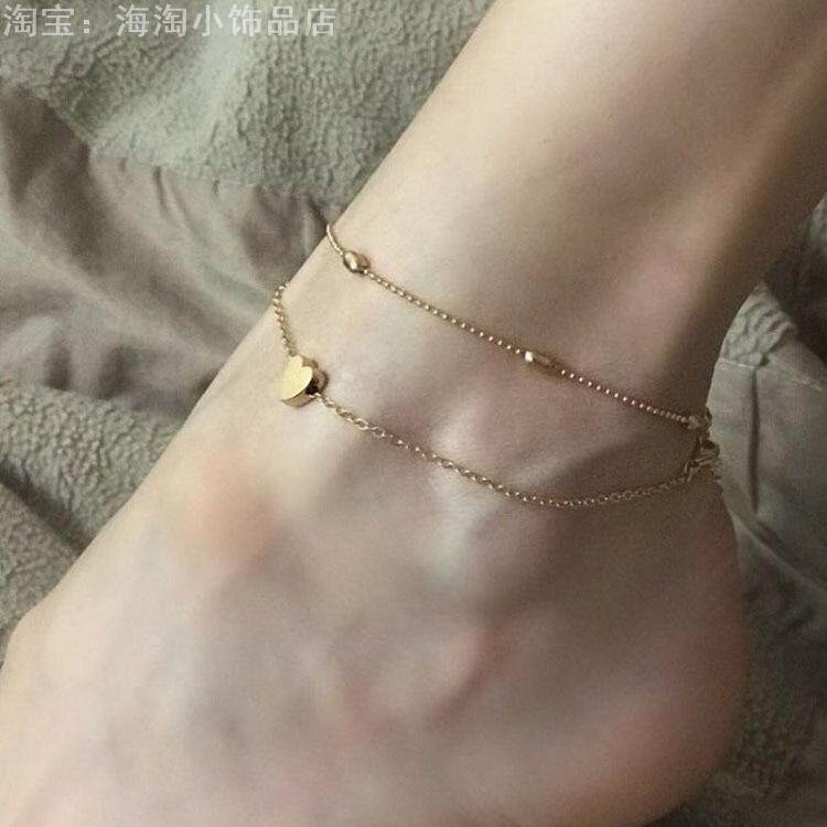 欧美时尚双层爱心脚链女款｜简约