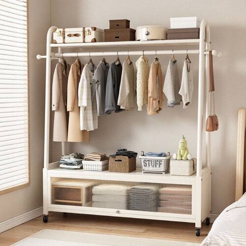 落地挂衣架卧室内家用衣帽架可移动挂衣服架子轻奢防尘收纳晾衣架