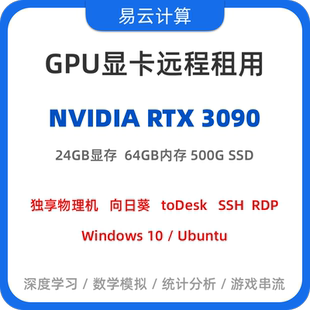 AI建模渲染 SD绘画 深度学习 GPU物理服务器 远程出租RTX3090显卡