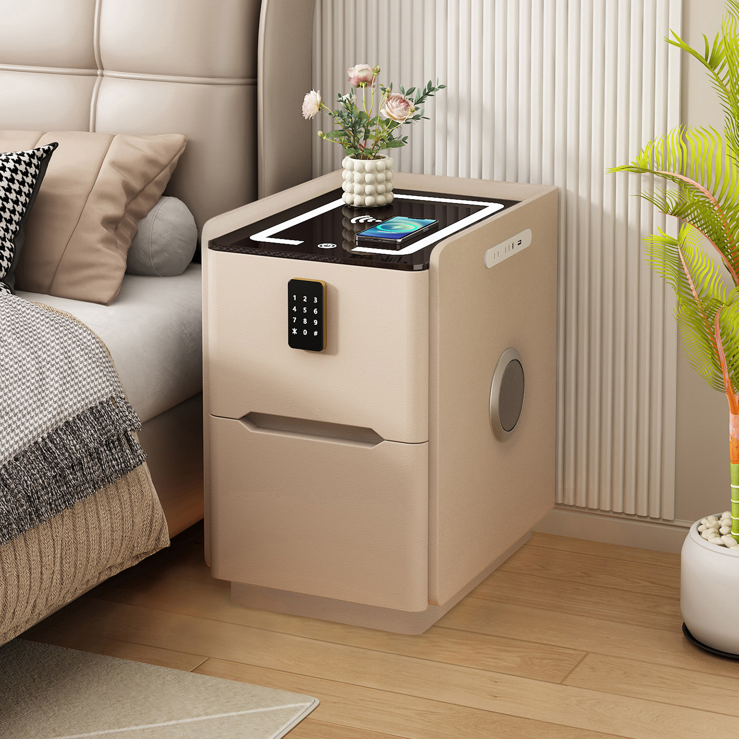 智能床头柜家用小型免安装高级储物窄小柜子小户型卧室实木床边柜,住宅家具,床头柜,淘宝优惠券,粉丝福利购,淘宝优惠卷